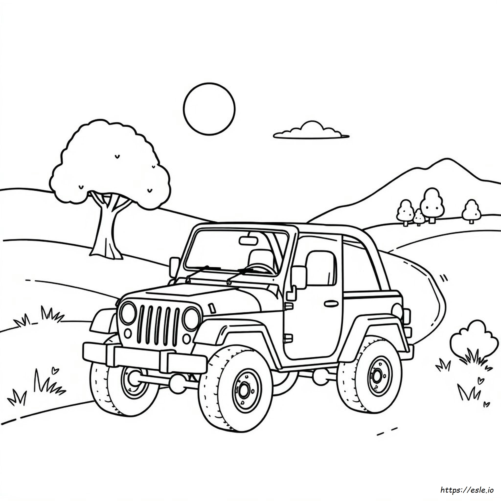 Coloriage Jeep Simple à imprimer Gratuit