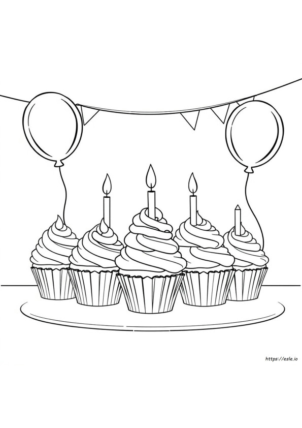 Ingyenesen Nyomtatható Születésnapi Cupcake Színezők