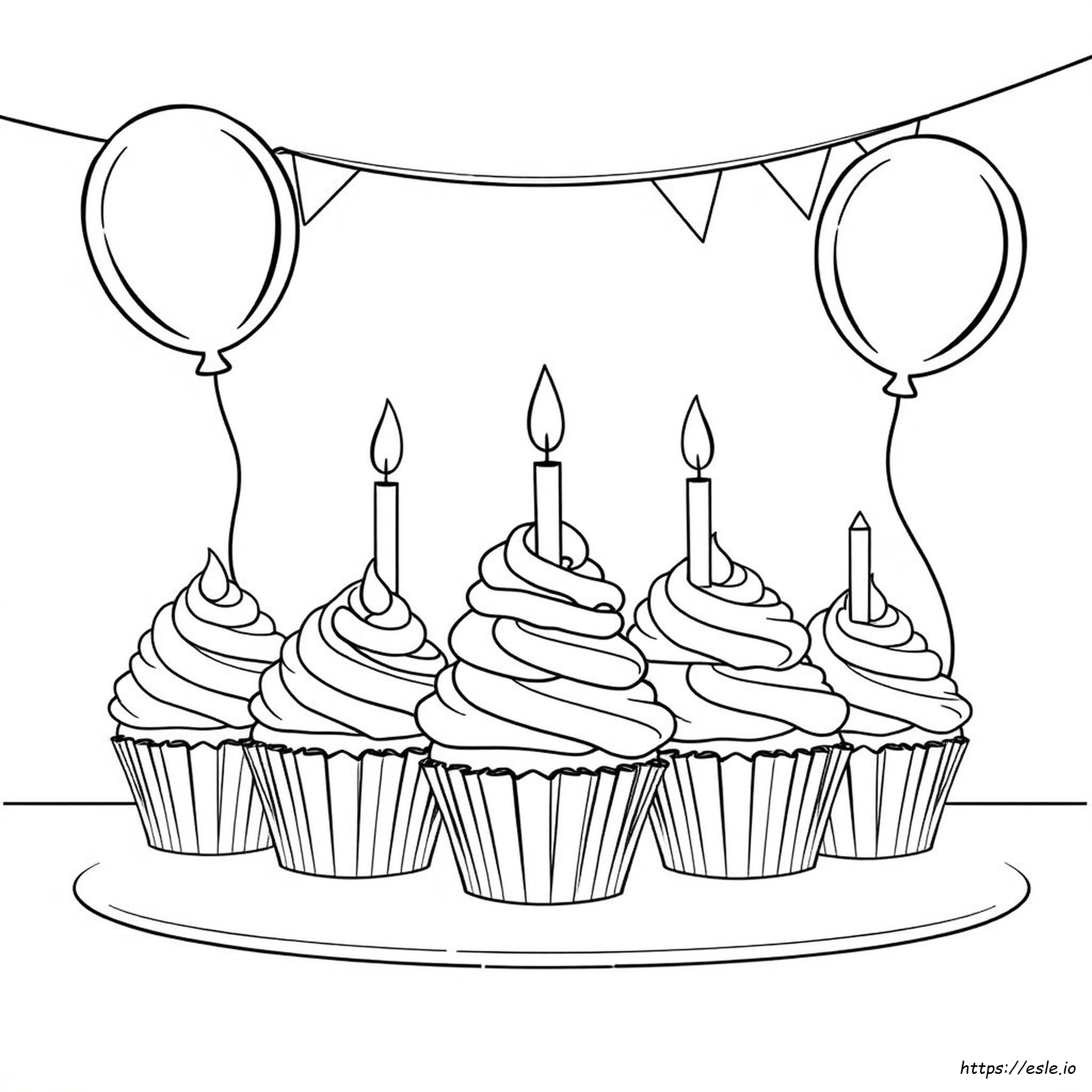 Birthday Cupcake Coloring Page - Free Printable