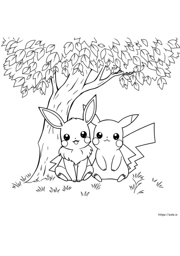 かわいいイーブイとピカチュウのぬりえ 無料で楽しめる塗り絵