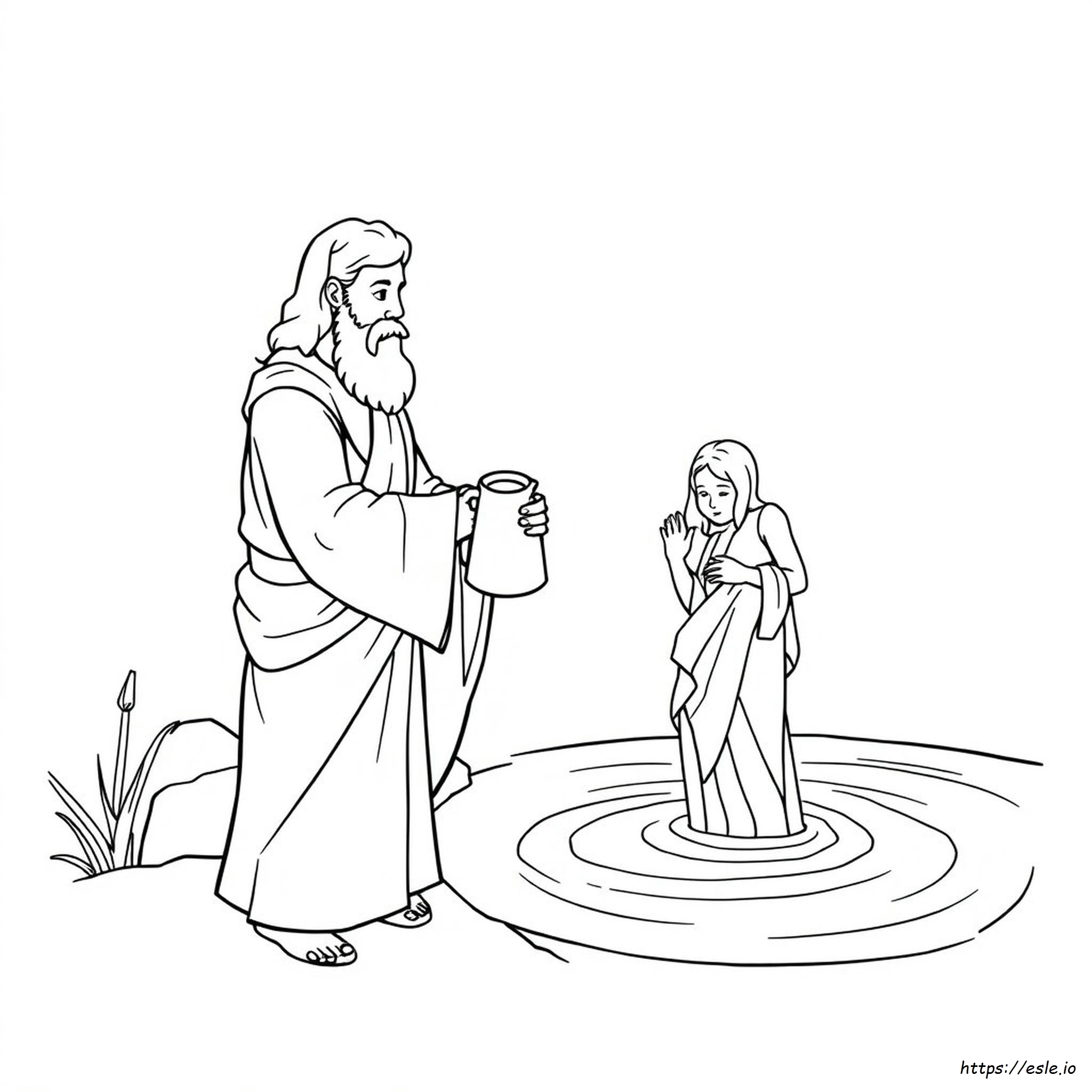 Coloring Page: John the Baptist Baptizing Jesus - Free Printable PDF