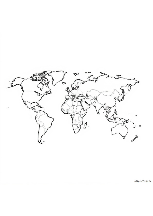 World Map Coloring Page With Labels