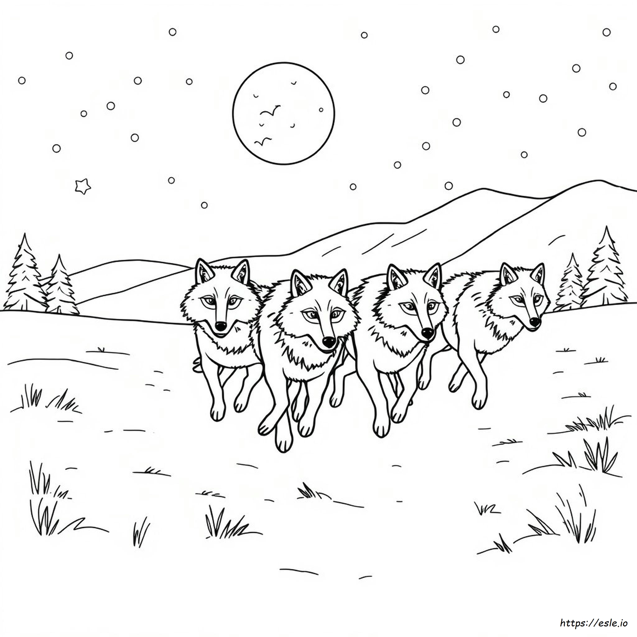 Manada De Lobos Para Colorear