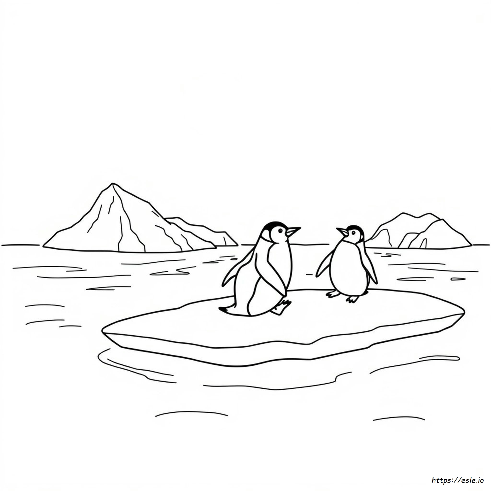 Sliding Penguin Coloring Page