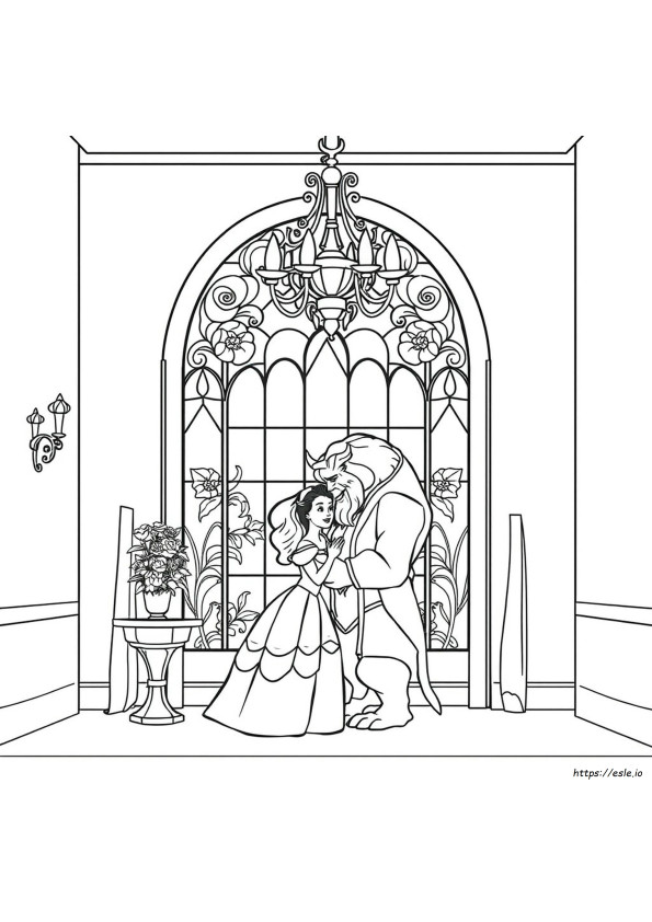 Beauty And The Beast Stained Glass Window Coloring Page