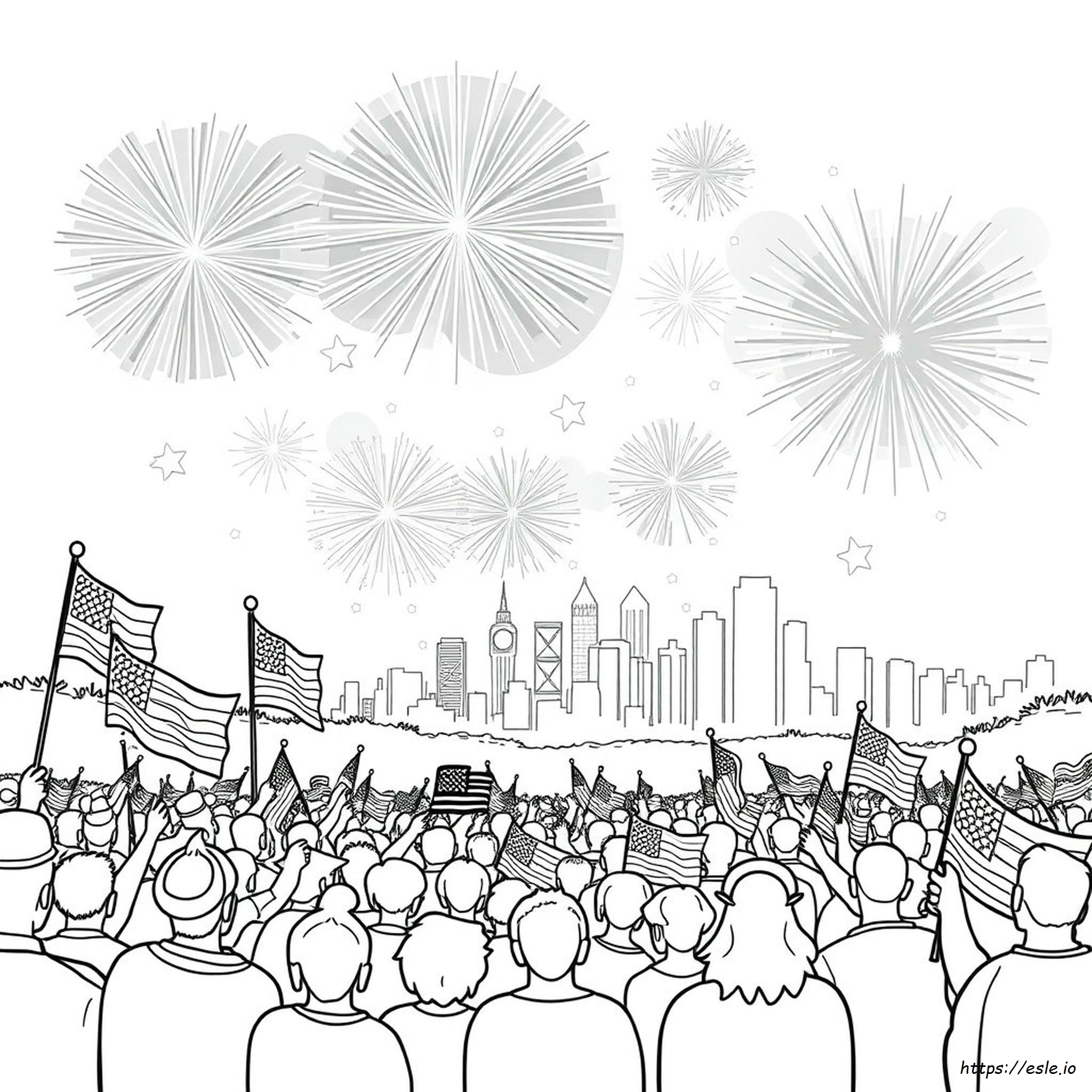 Fourth Of July Fireworks Coloring Page - Free Printable