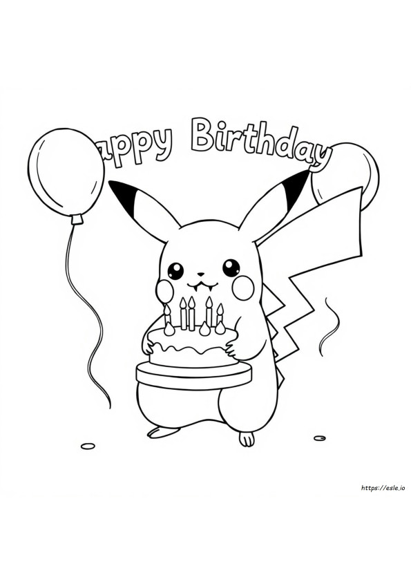 Happy Birthday Pikachu Coloring Pages