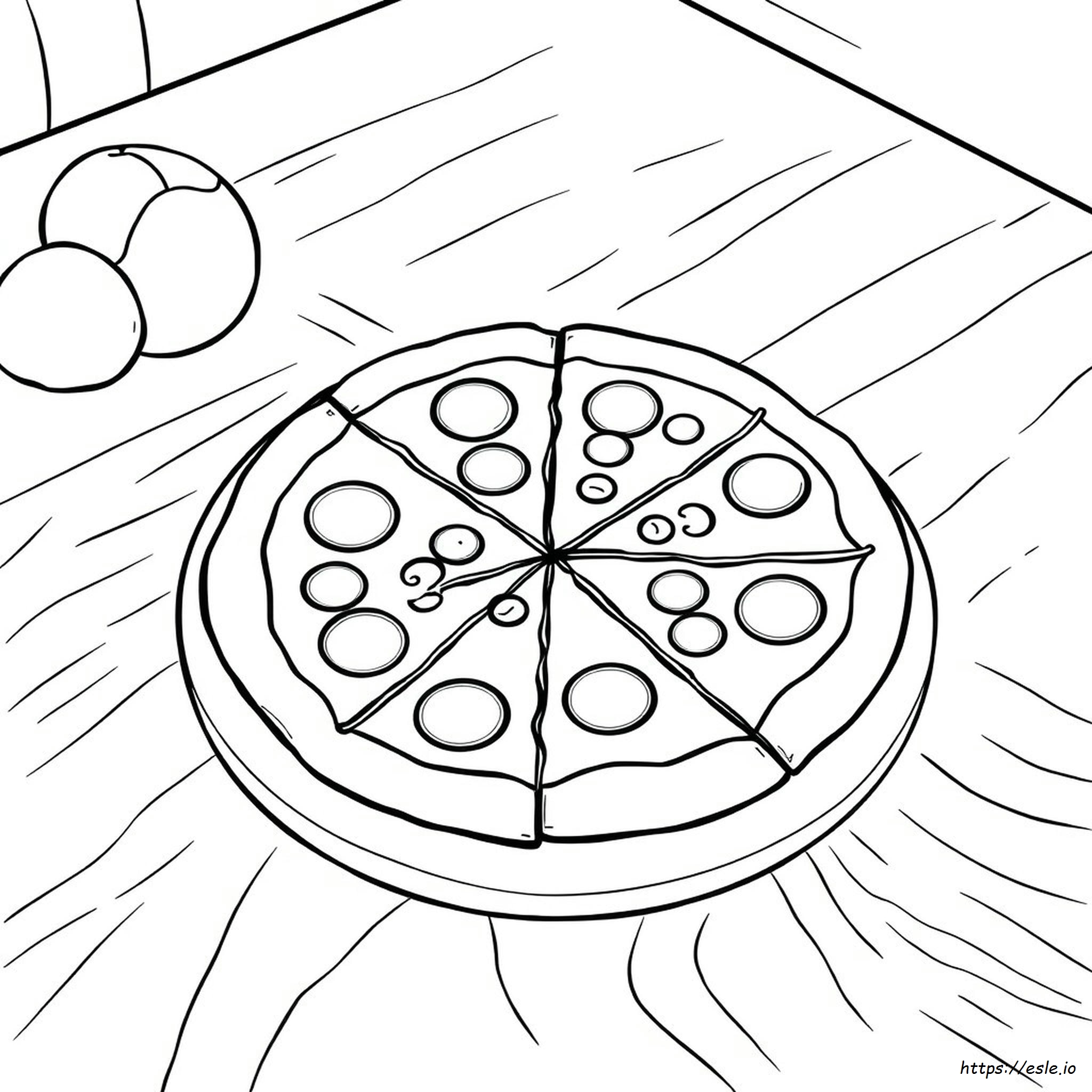 Pizza Fractions Coloring Page