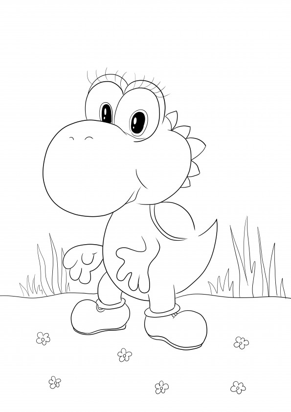 Baby Yoshi from Super Mario free printable to color for kids