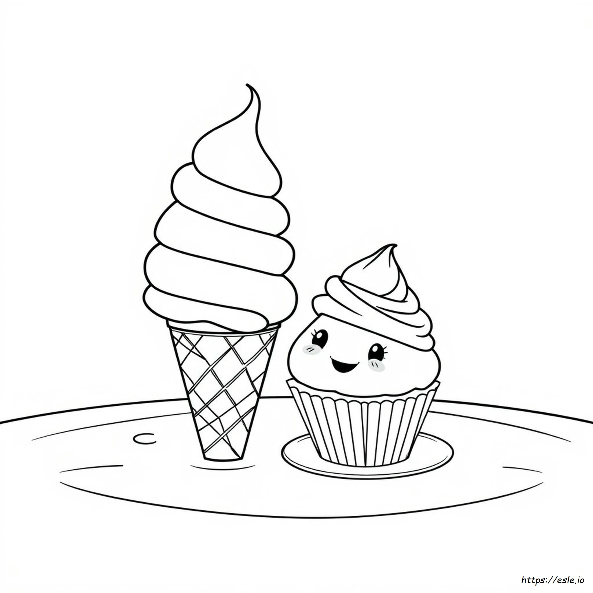 Free Printable Ice Cream And Cupcake Coloring Page