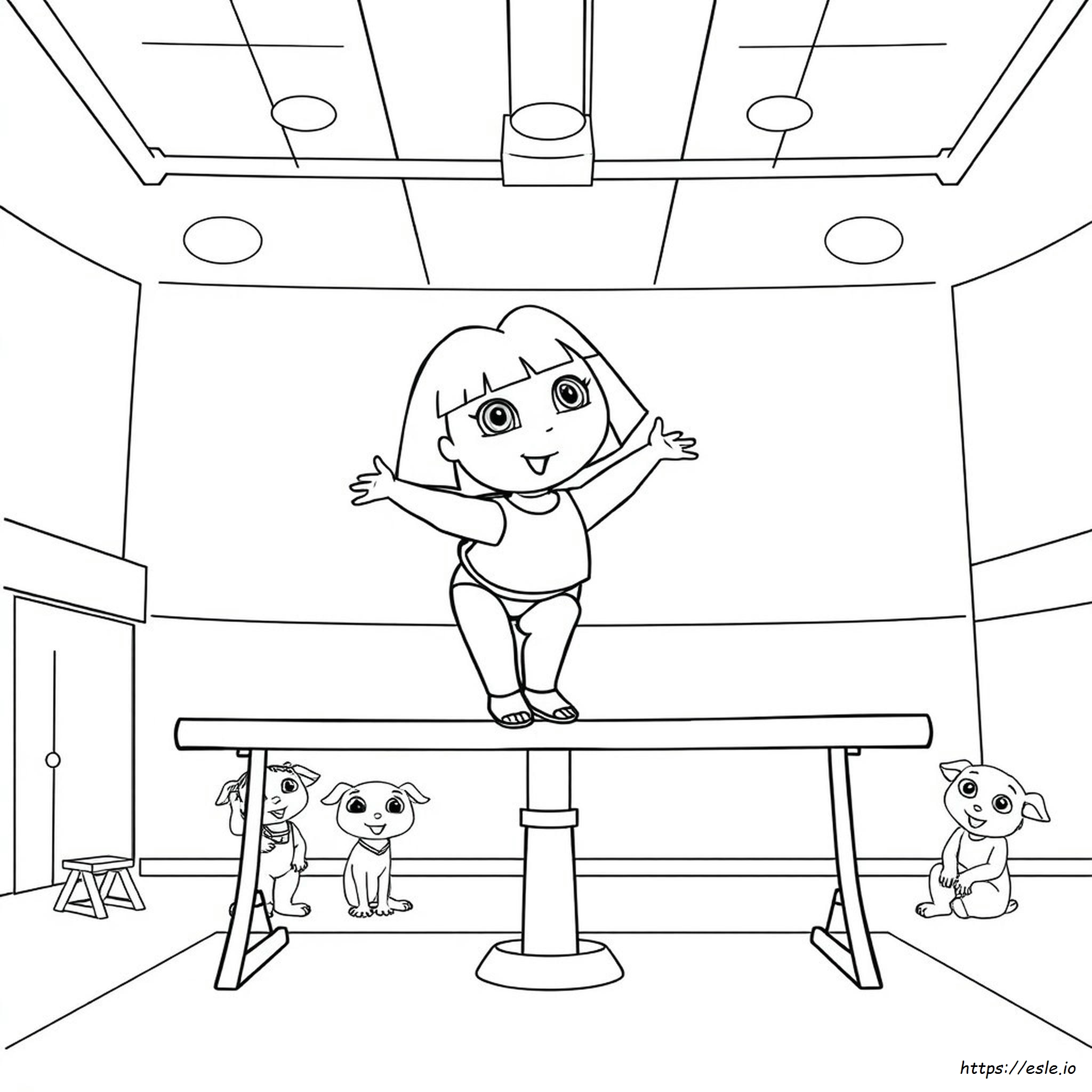 Dora Ginnastica Da Colorare: Disegno Gratis da Stampare