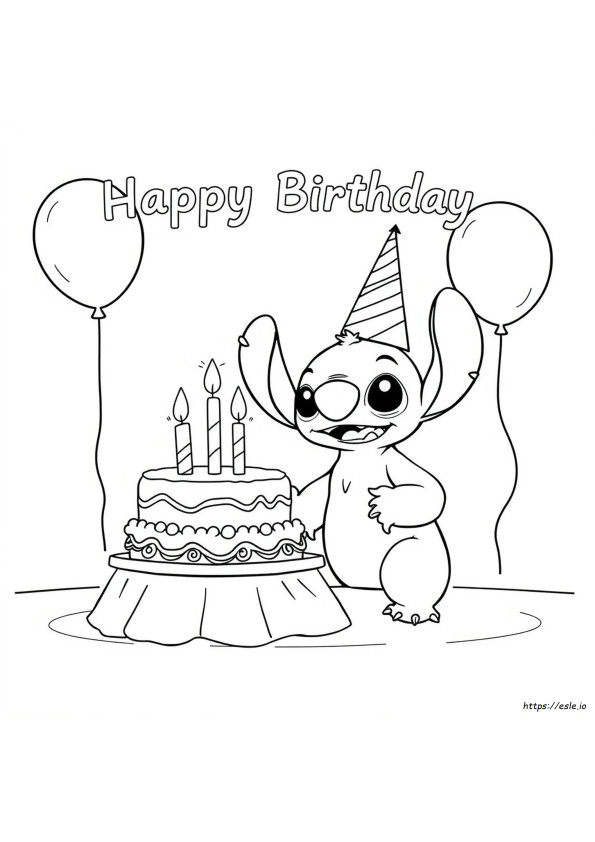Stitch Happy Birthday Coloring