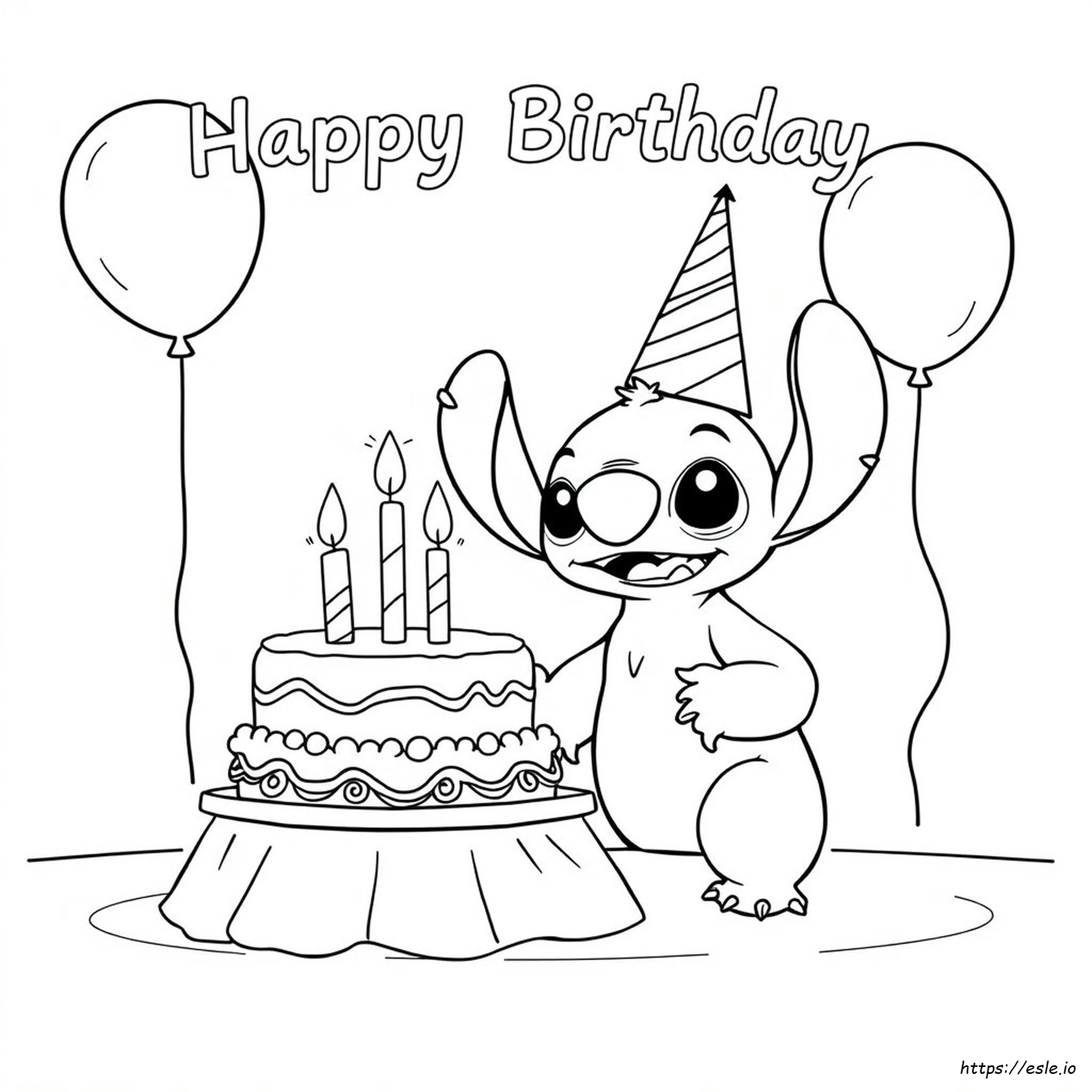 Stitch Mutlu Yıllar Boyama Sayfası