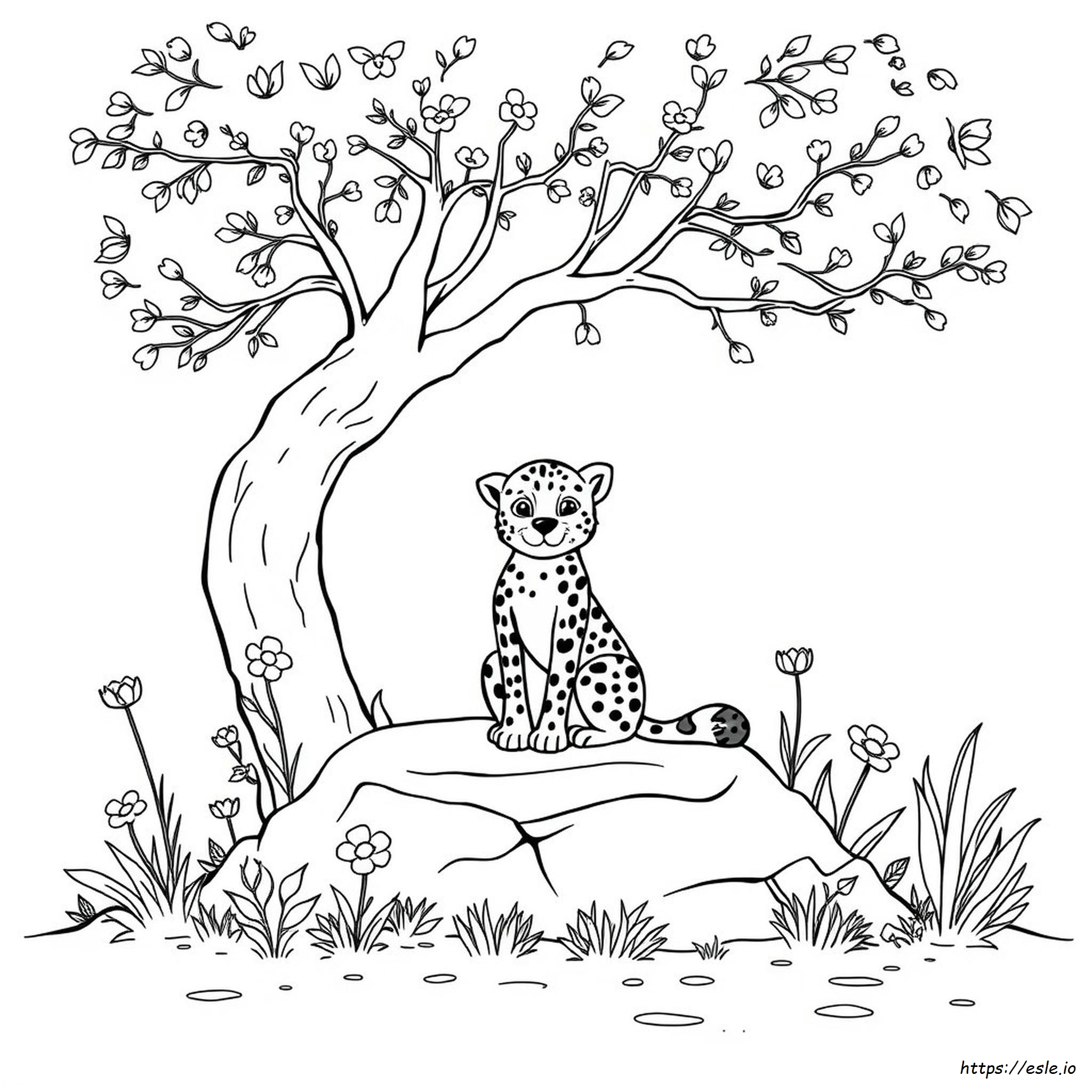 Cute Easy Cheetah Coloring Pages