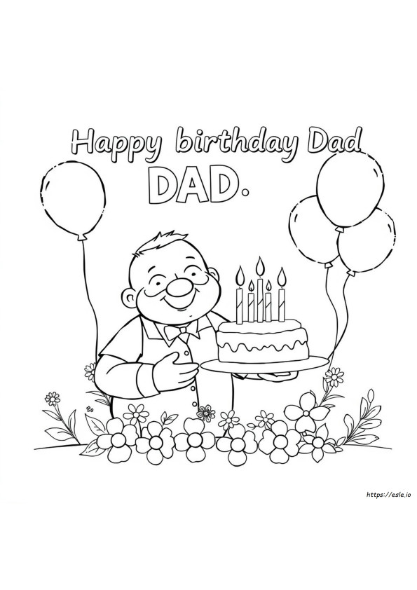 Süße Happy Birthday Papa Ausmalbilder