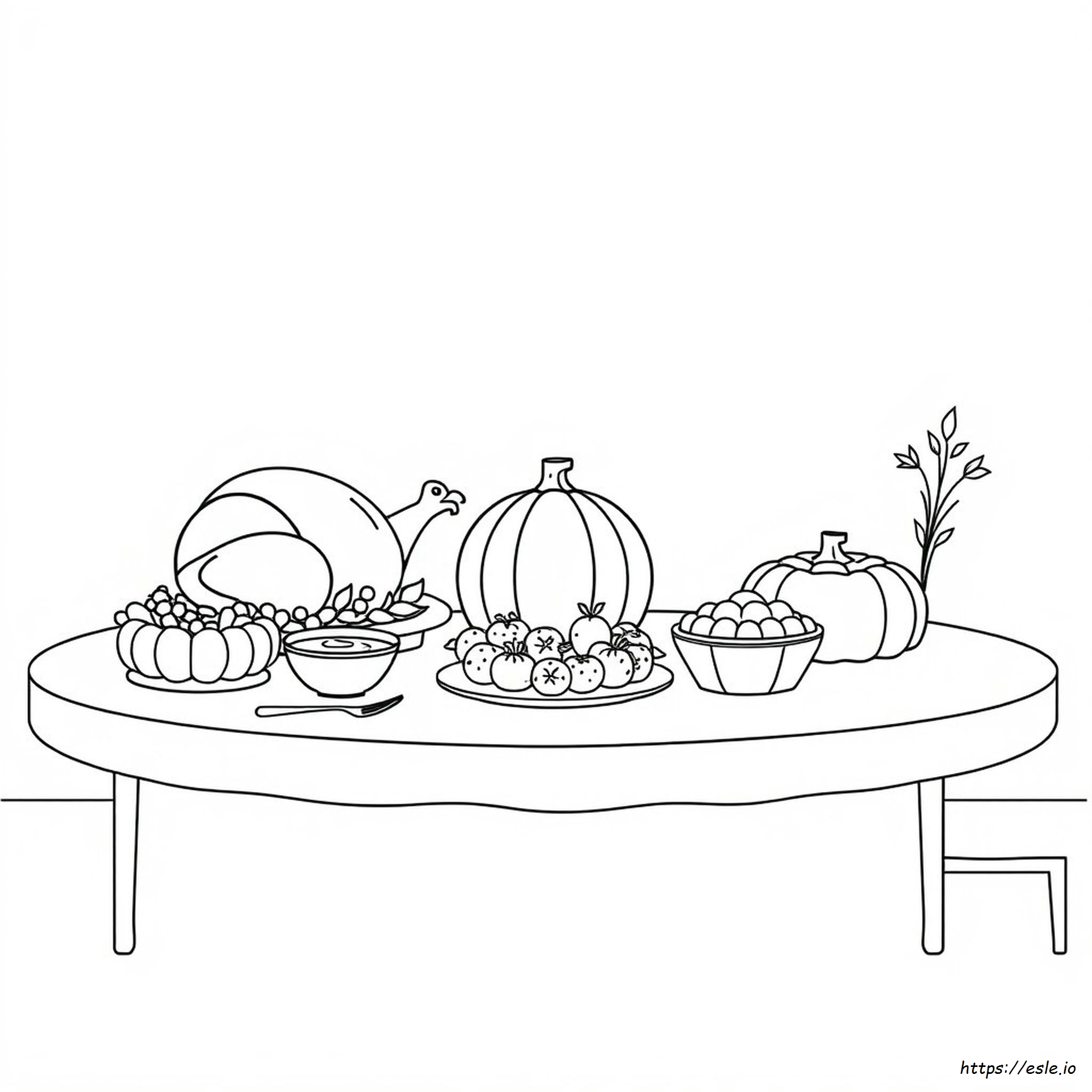 Gambar Mewarnai Hidangan Thanksgiving - Gratis