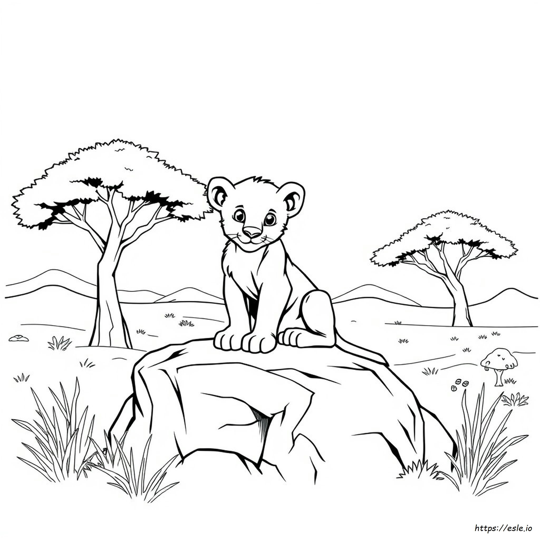 Leoncino Realistico Da Colorare - Stampabile PDF Gratis