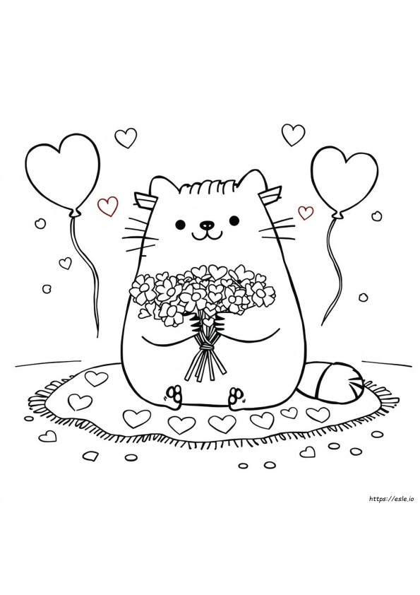 Pusheen Sevgililer Günü Boyama Sayfaları