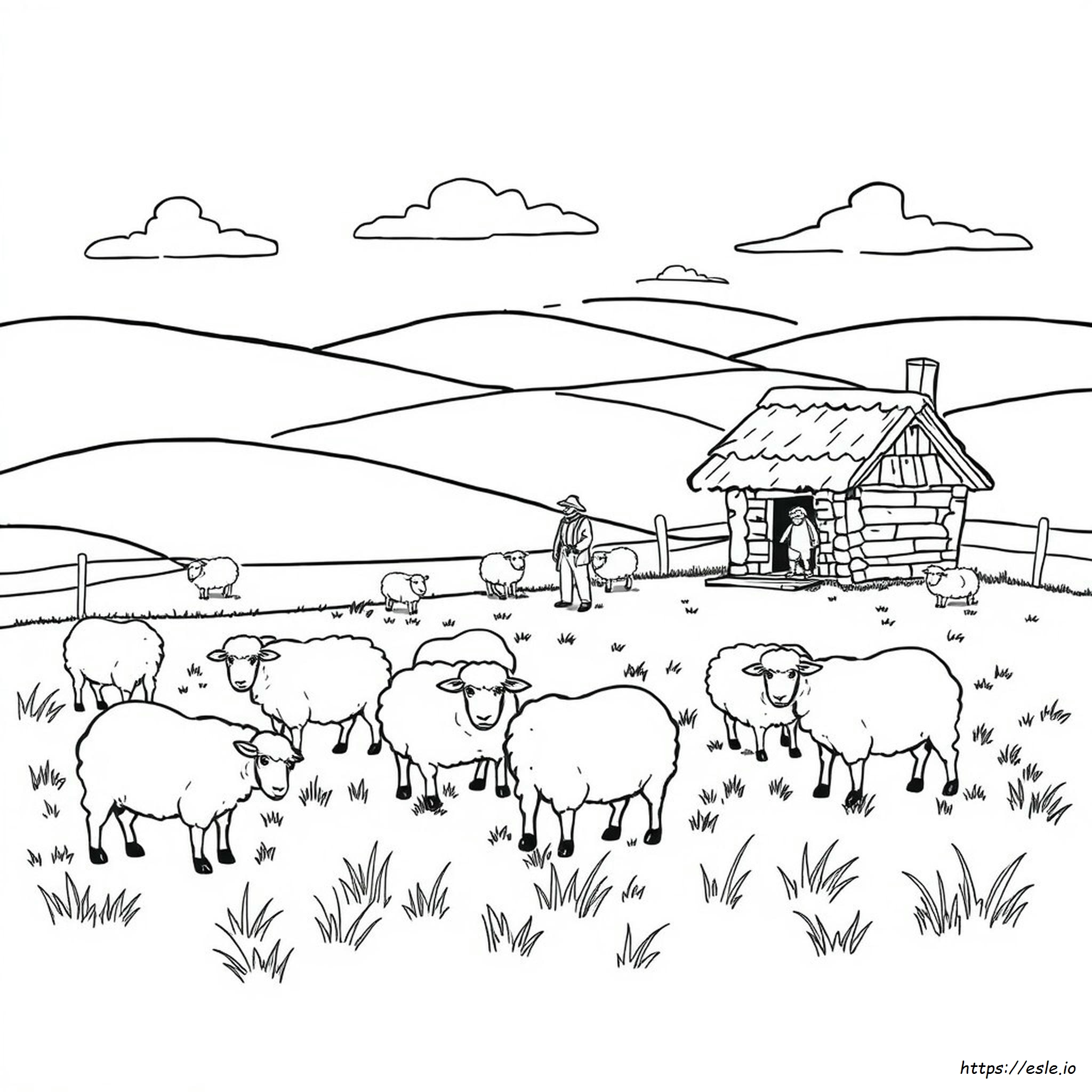 Shepherds Coloring Page - Free Printable Sheep
