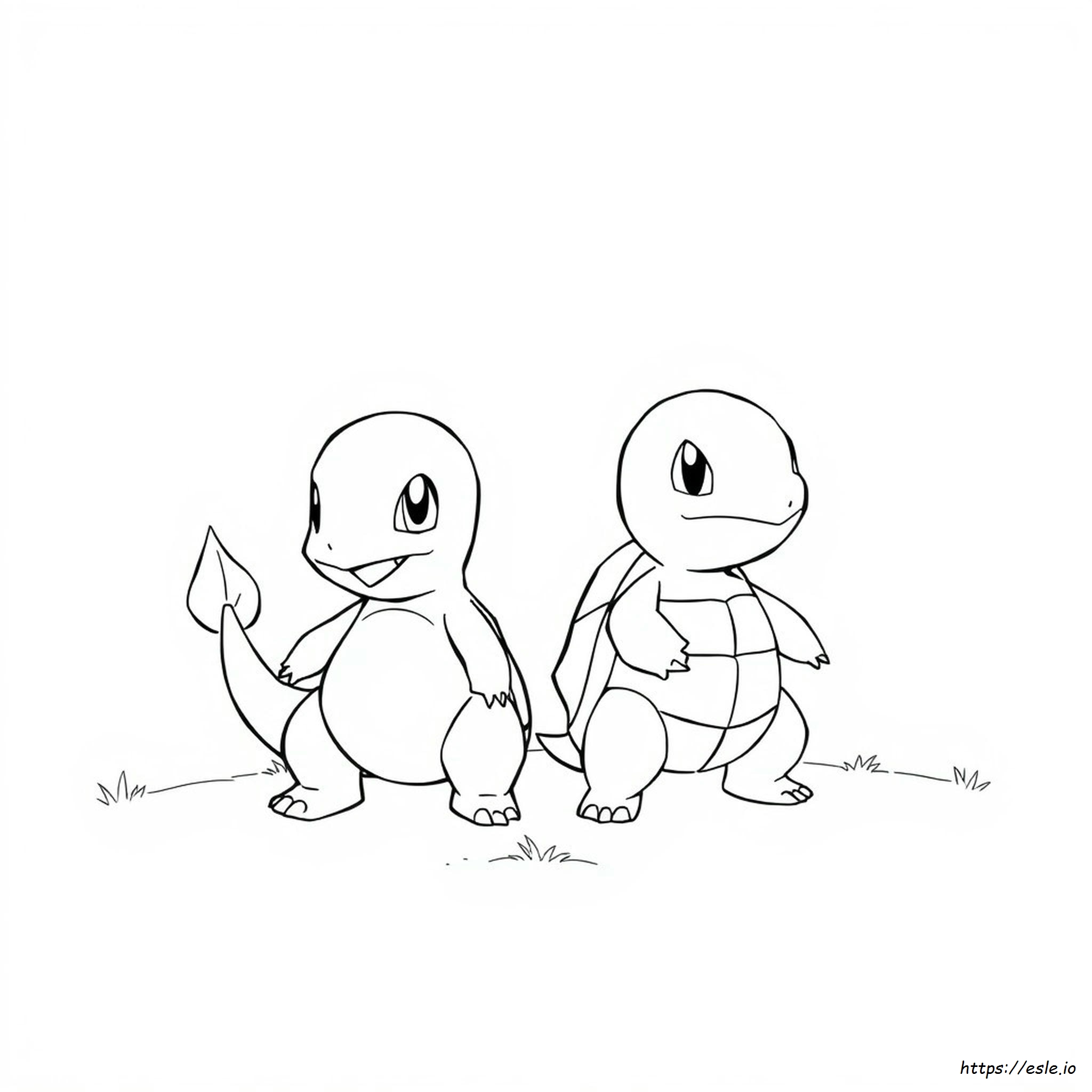 Charmander Squirtle Coloring Page - Free Printable PDF