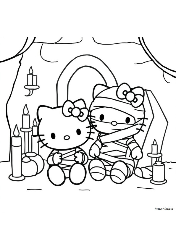 Hello Kitty Mummy Coloring Page