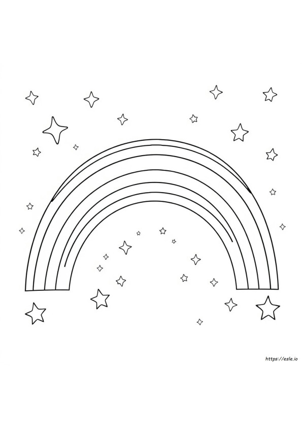 Rainbow With Stars Coloring Page