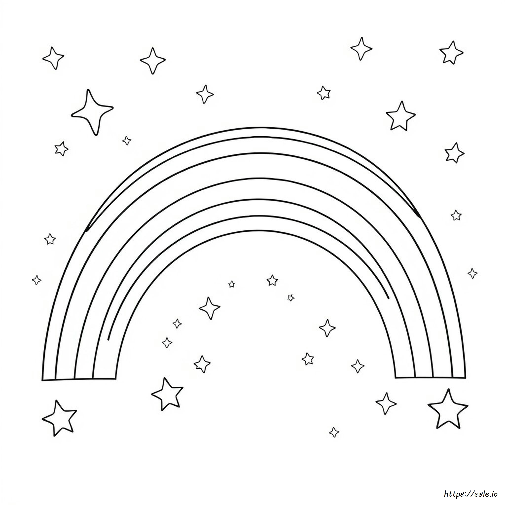 Arcoíris Con Estrellas Para Colorear - Imprimible Gratis