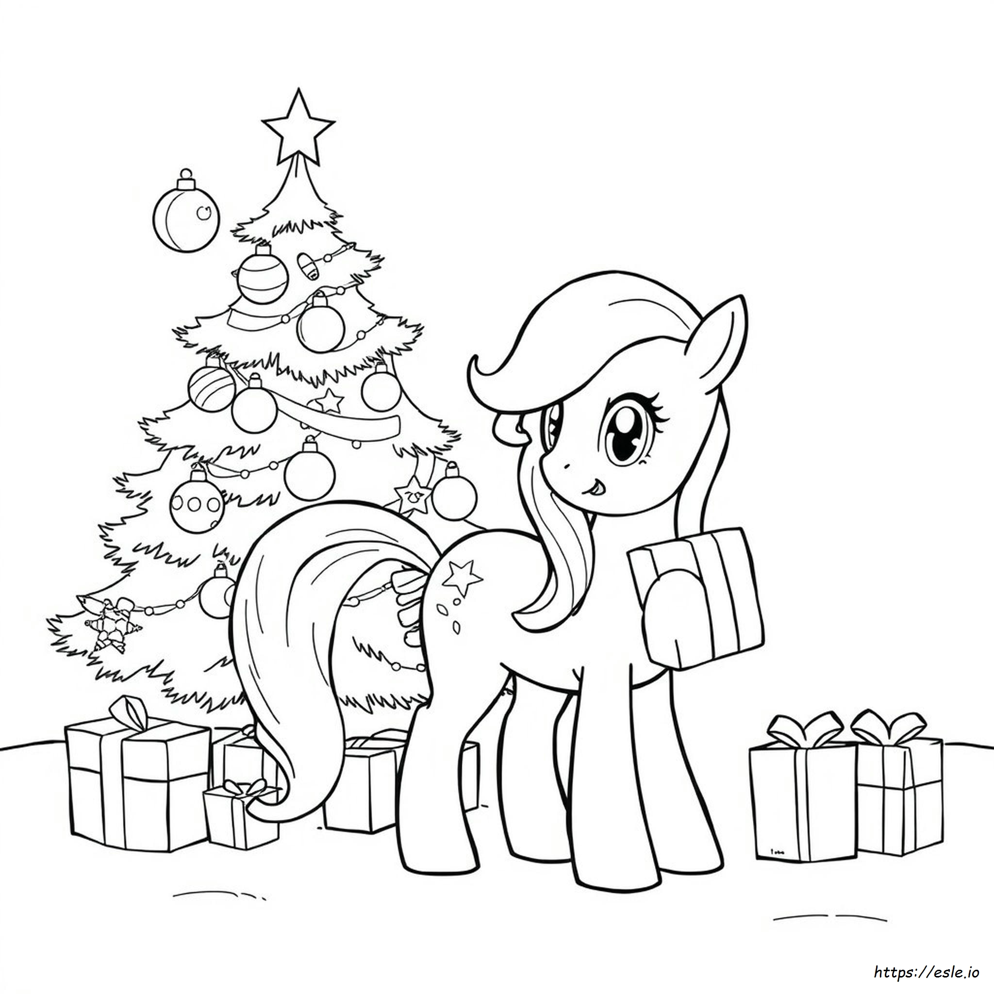 Coloriage Poney De Noël À Imprimer