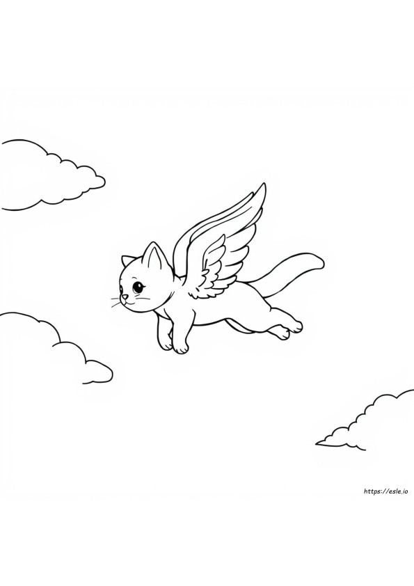 Gatto Con Ali Da Colorare