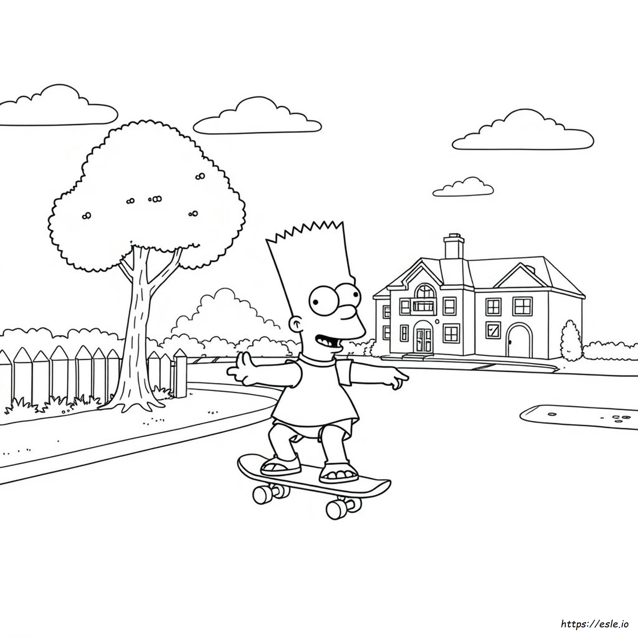 Bart Simpson Skateboard Coloring Page - Free Printable for Kids