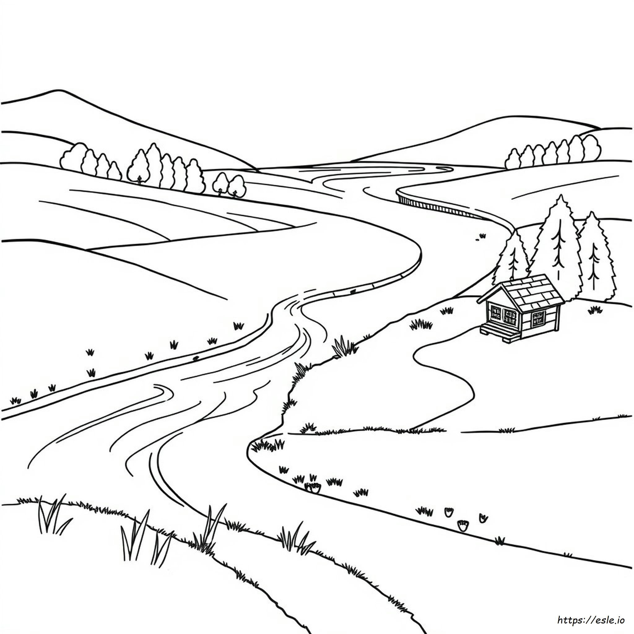 Coloring Page Of River - Free Printable