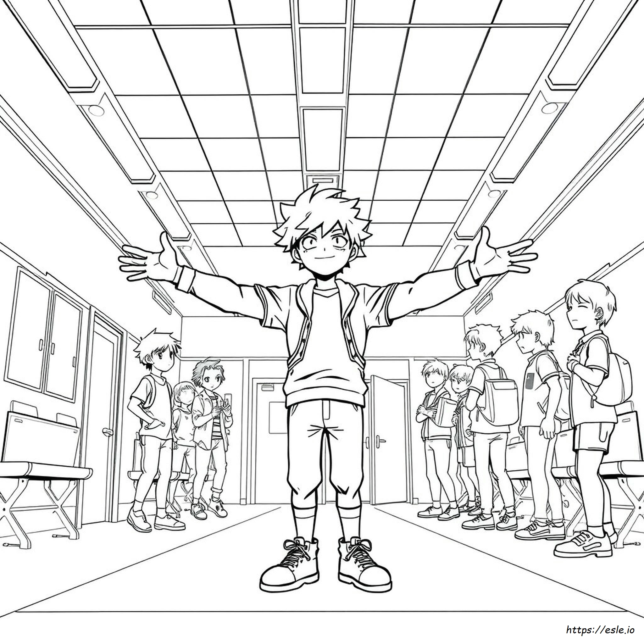 Midoriya Coloring Page - Free Printable for Kids