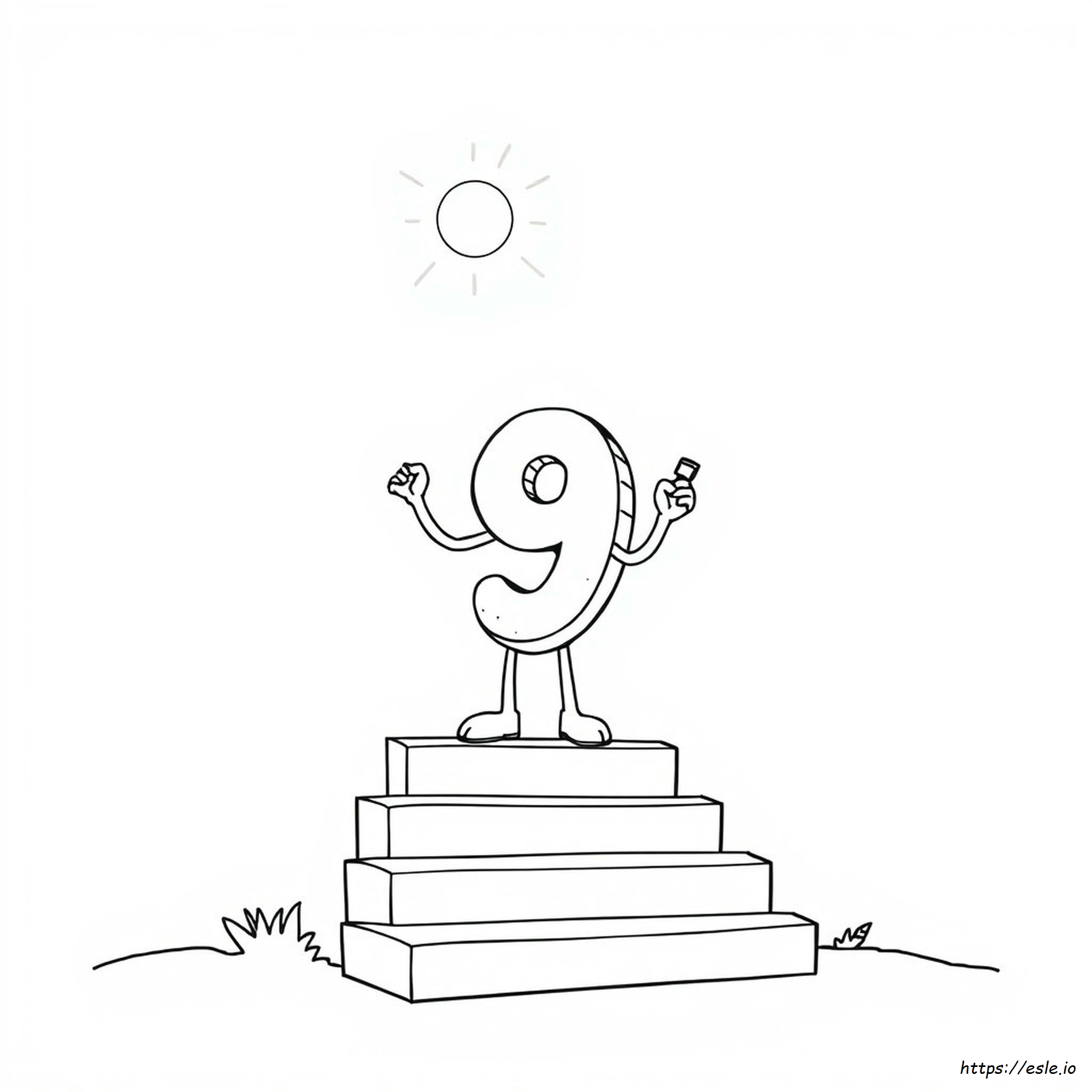 Number Nine Coloring Page for Kids
