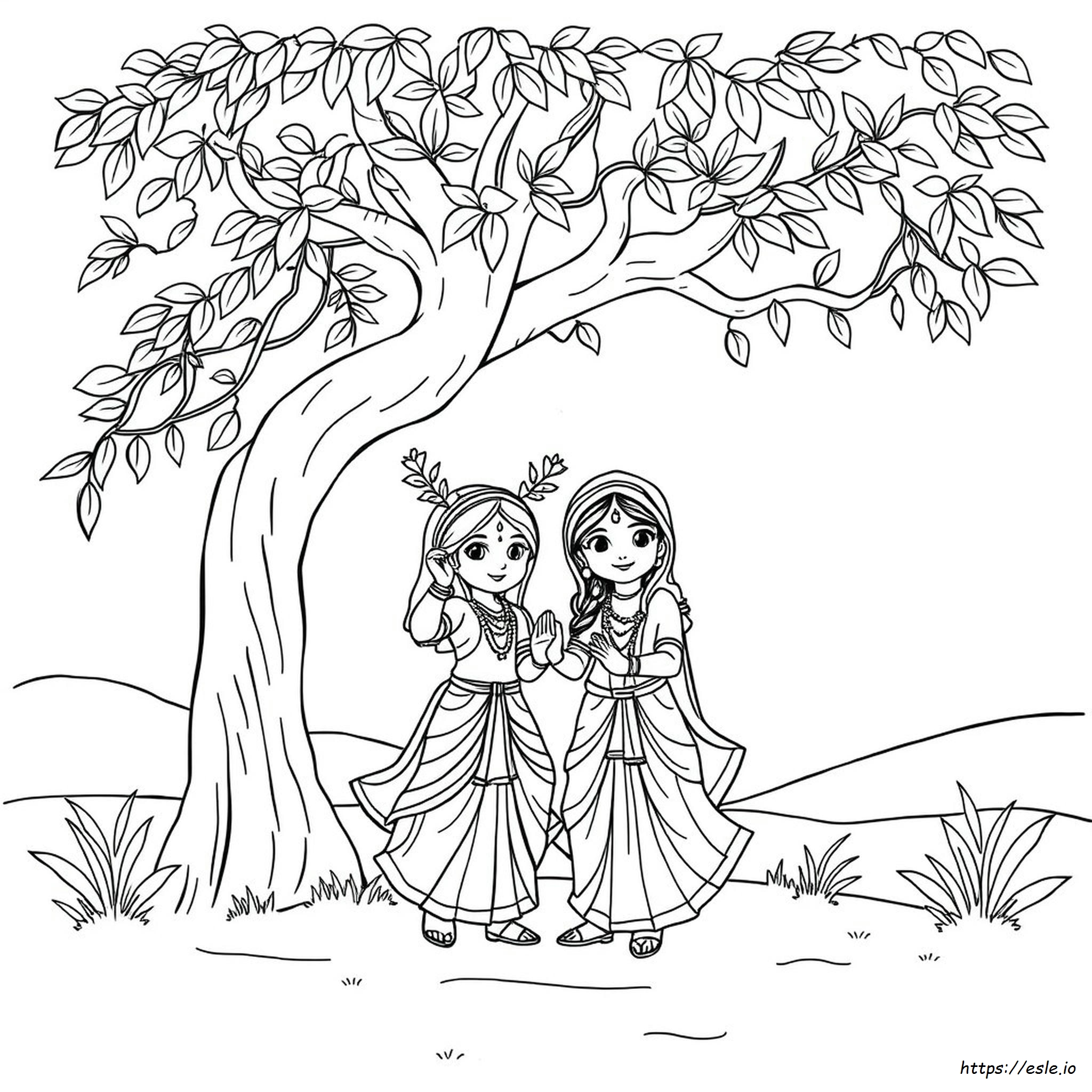 Cute Radha Krishna Coloring Pages