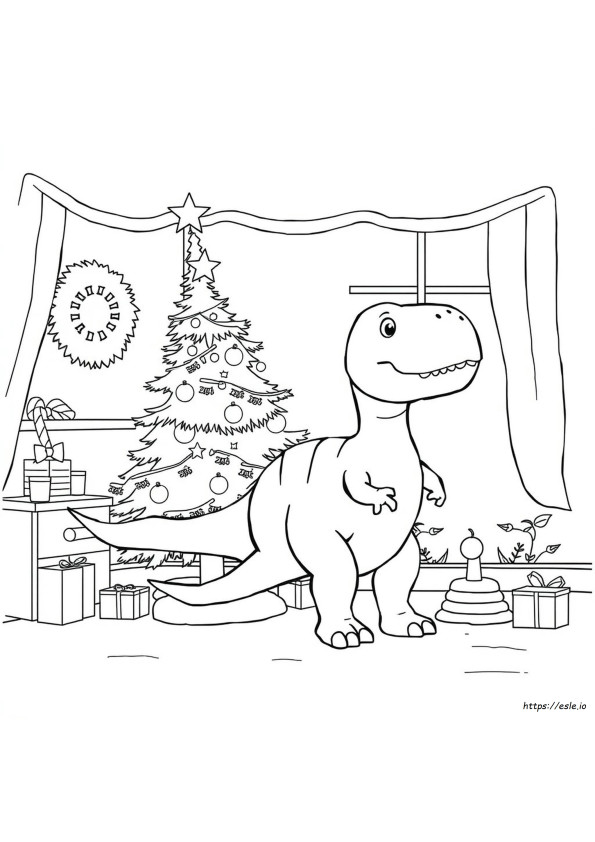 Dinosaur Christmas Tree Coloring Page
