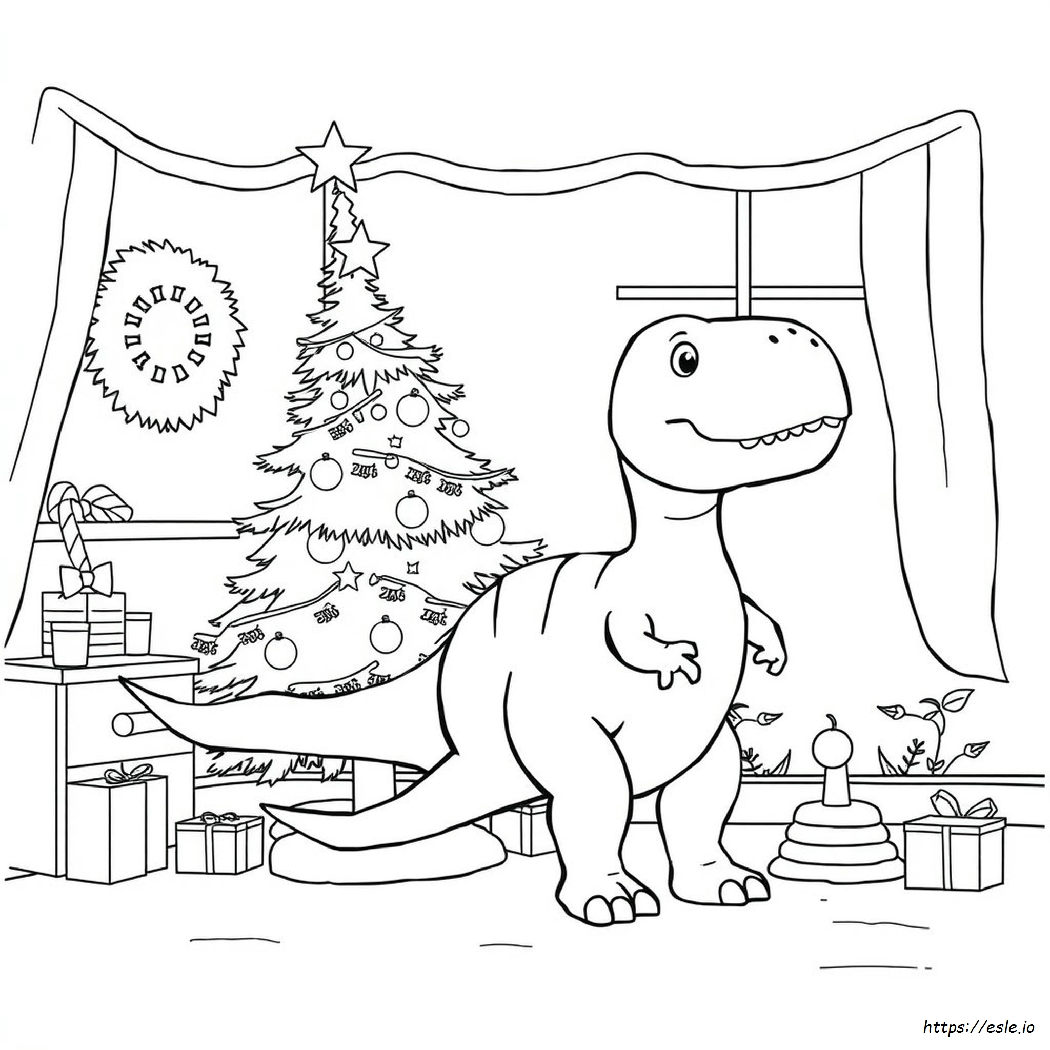 Dinosaurus Pohon Natal Gambar Mewarnai