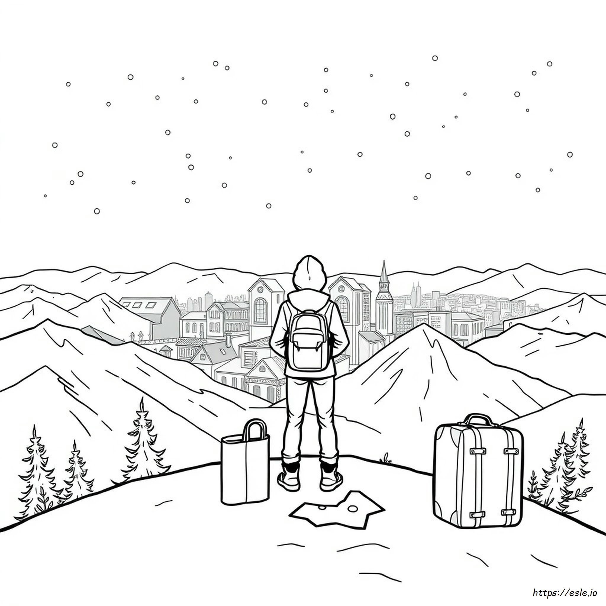Reise Urlaub Ausmalbild zum Ausdrucken