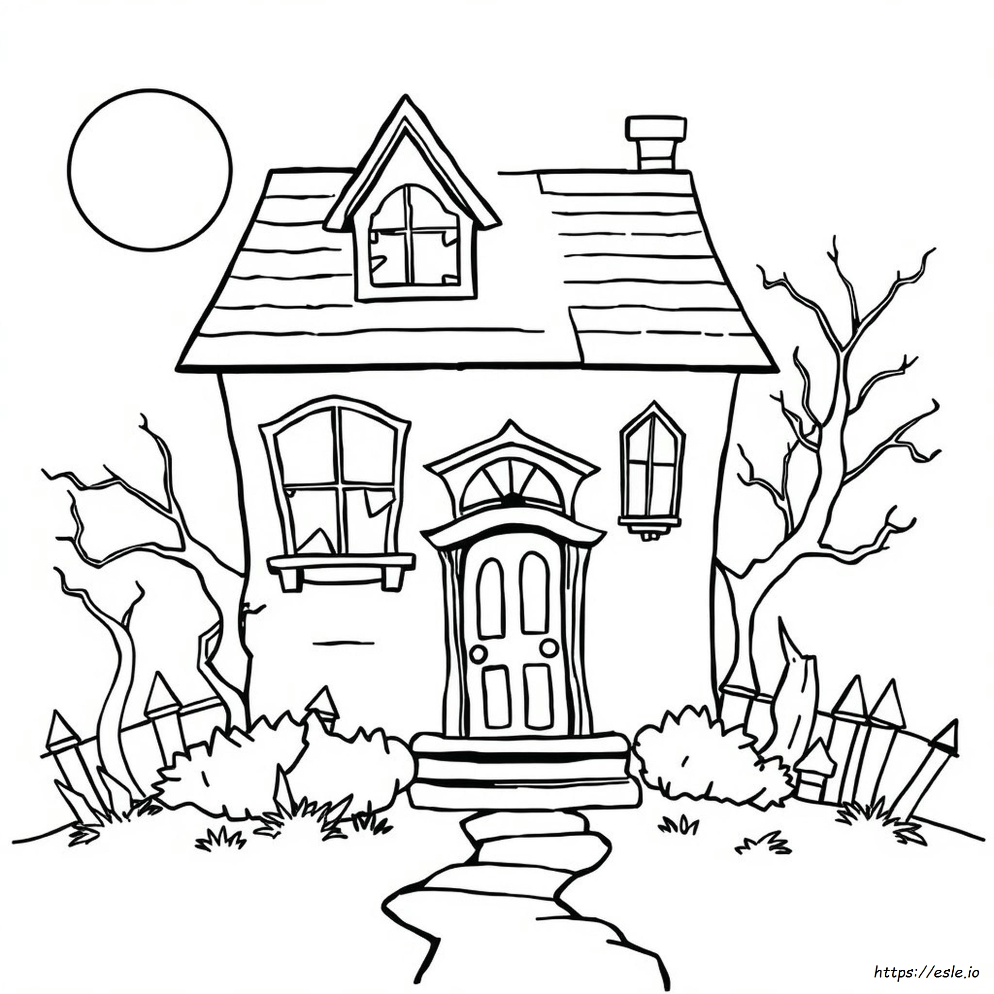 Free Printable Haunted House Colouring Page - Halloween Coloring Sheets