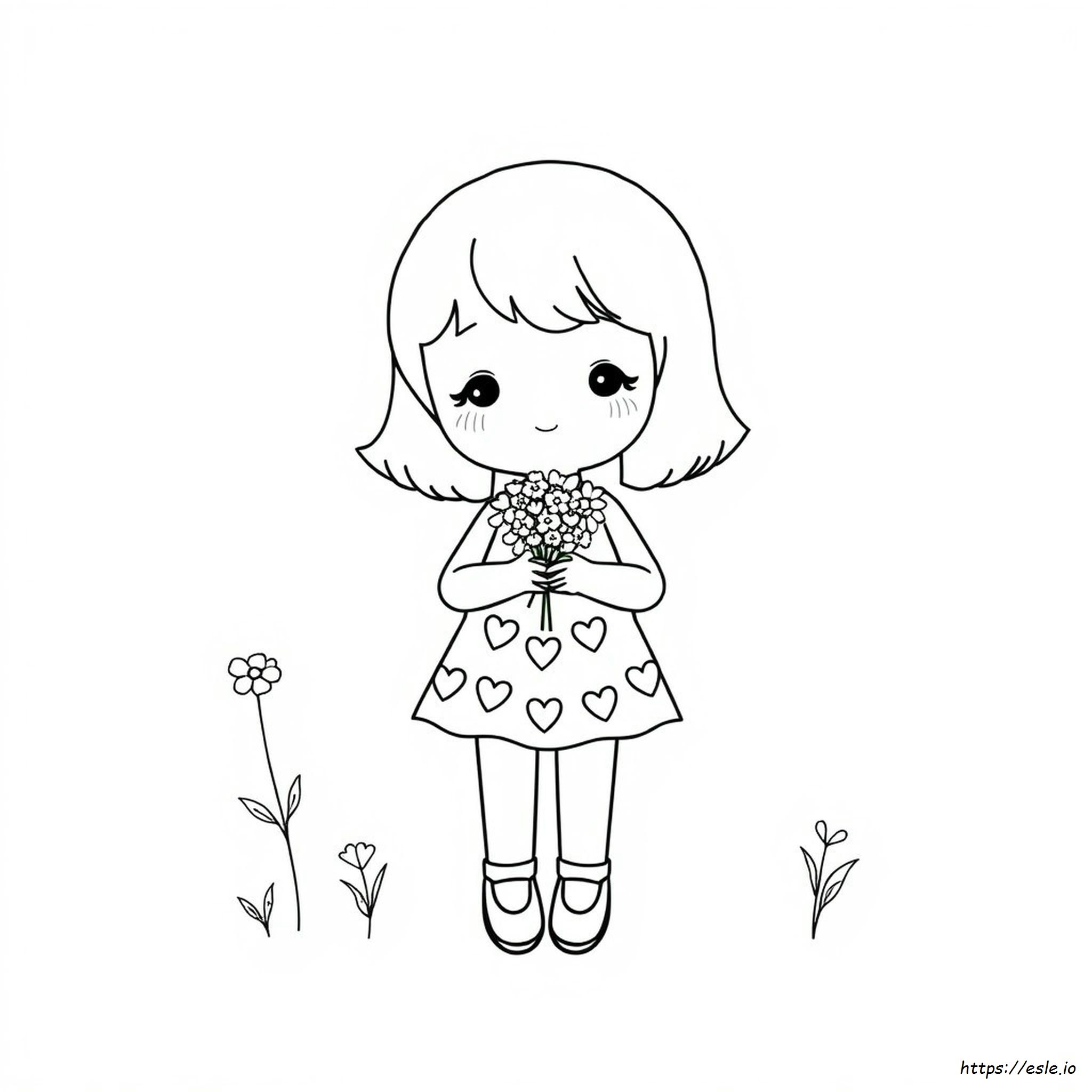 Kawaii Paper Doll Coloring Page