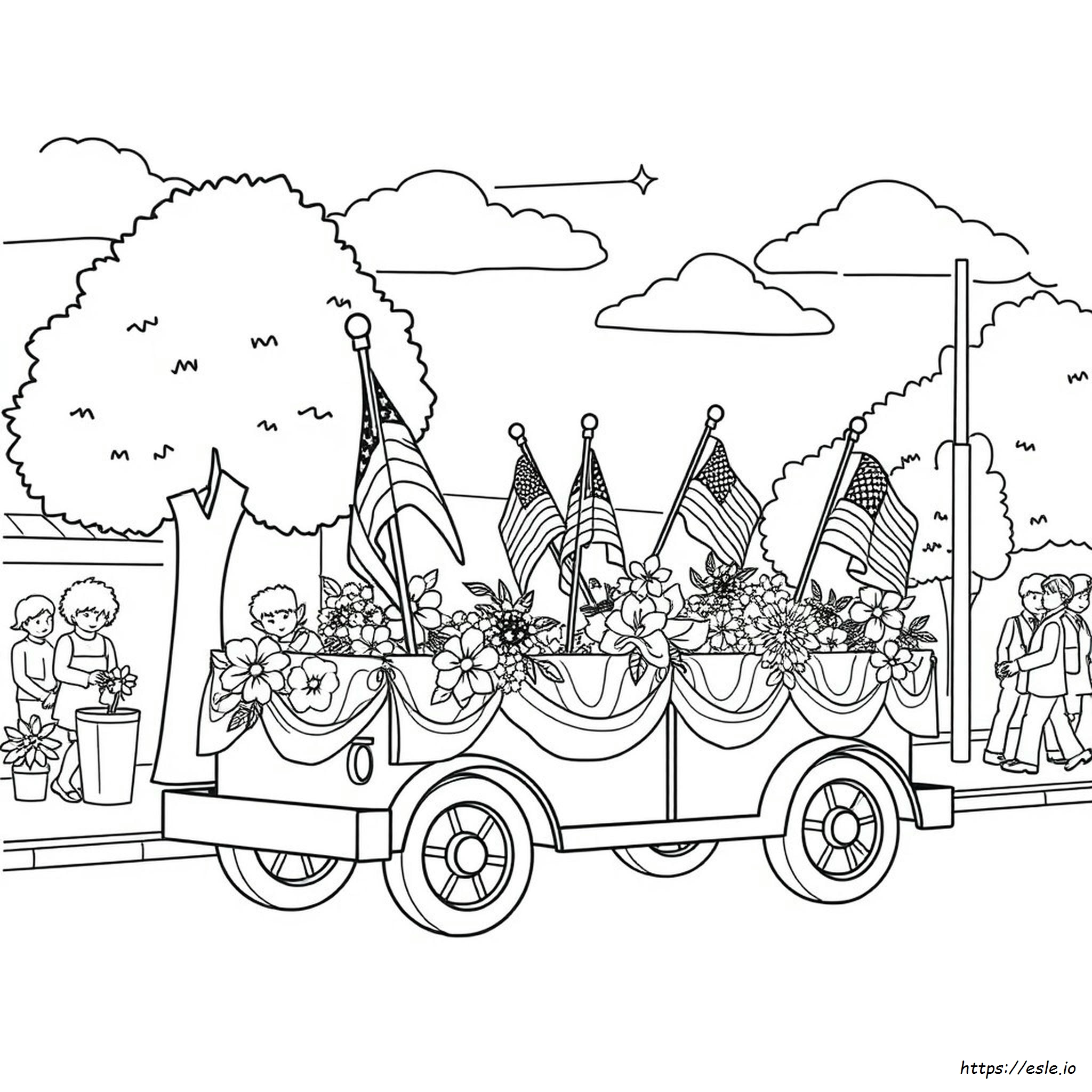 Memorial Day Coloring Pages - Patriotic Parade Float