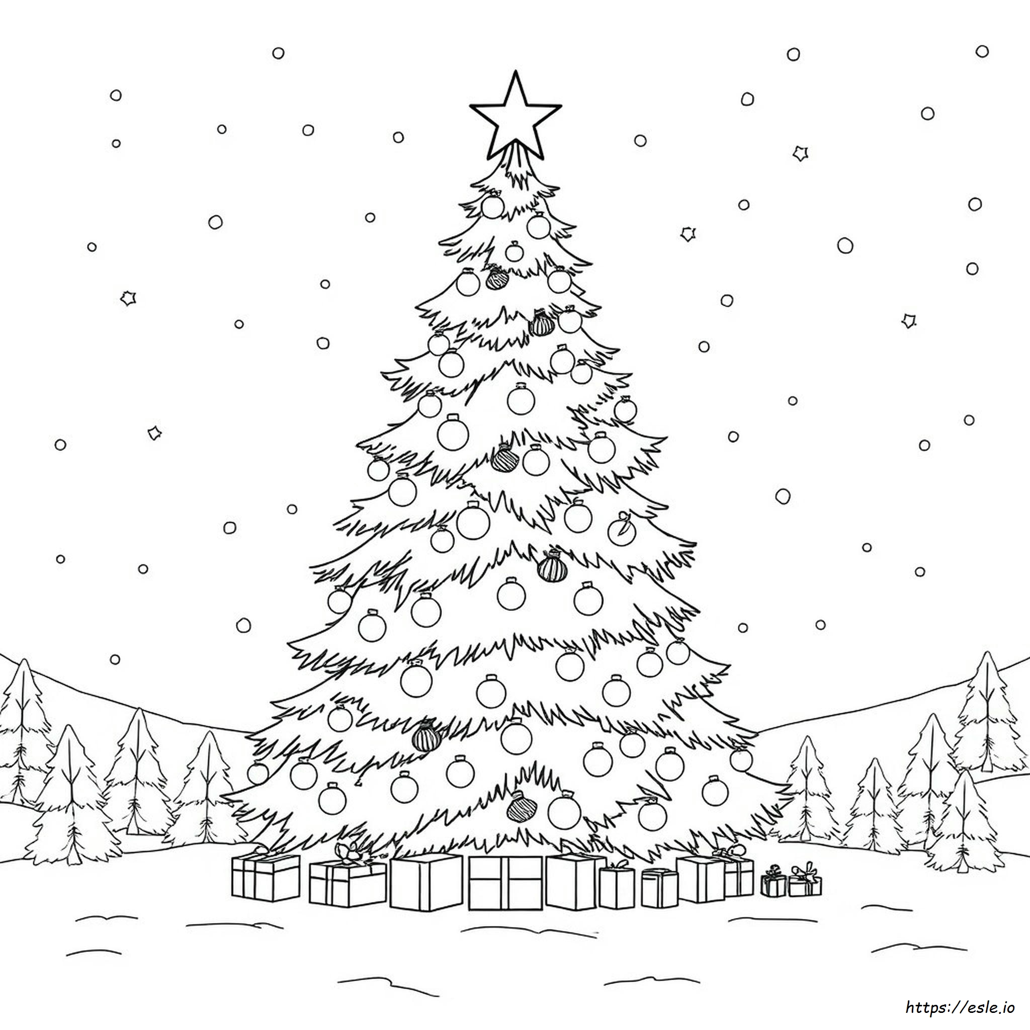 Gambar Mewarnai Pohon Natal Raksasa - Gratis untuk Dicetak
