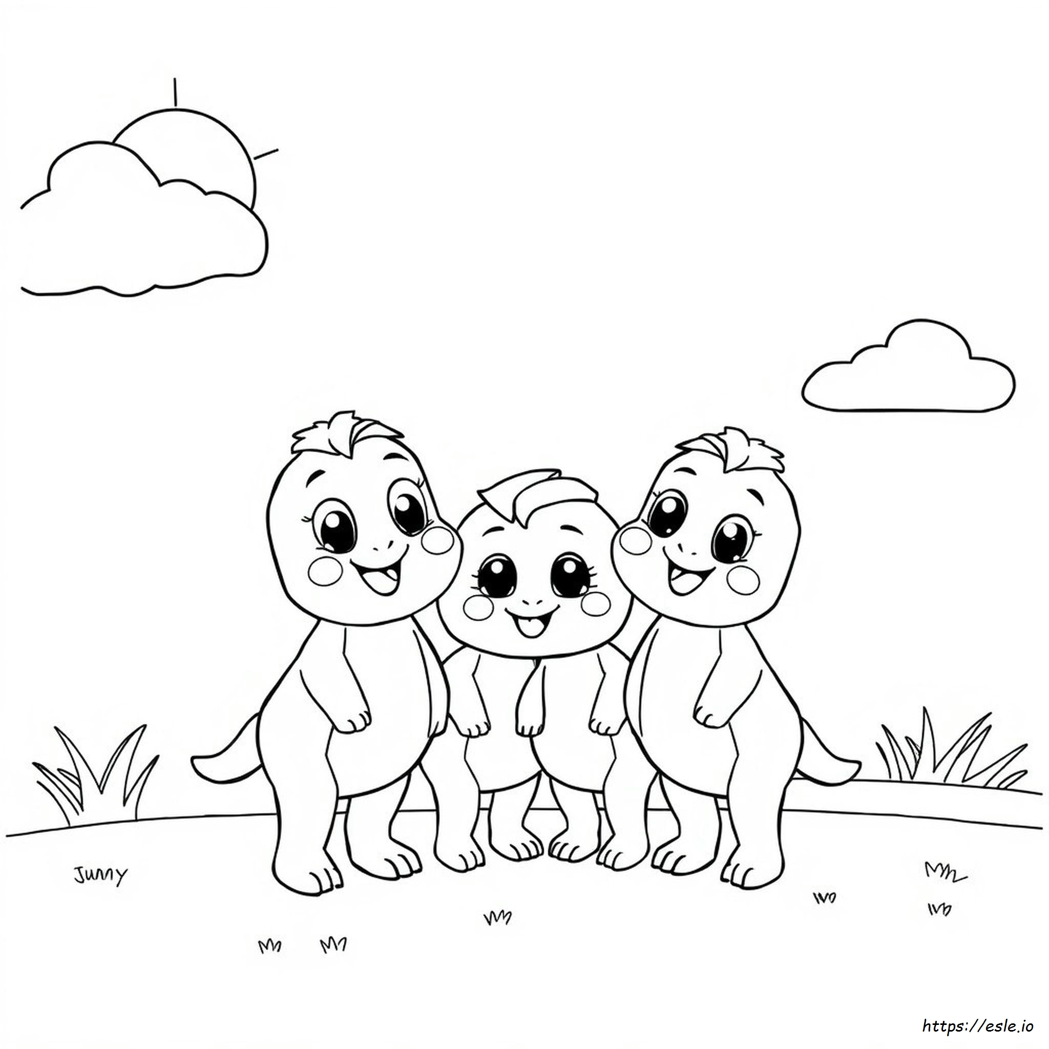 Green Rainbow Friends Printable Coloring Page