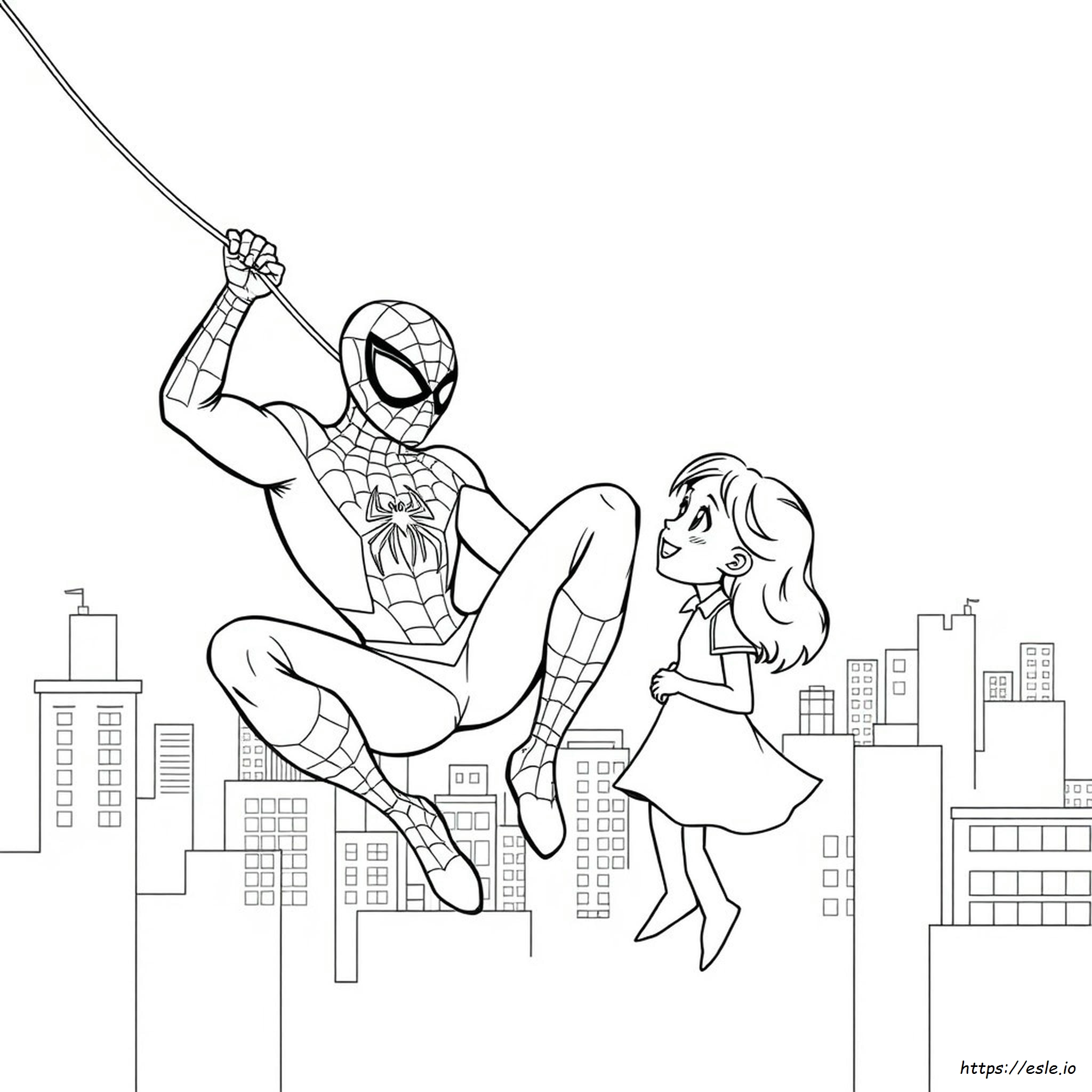 Spider Man With Girl Coloring Pages
