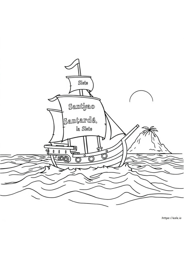 Navio Pirata Santiago Dos Mares Para Colorir