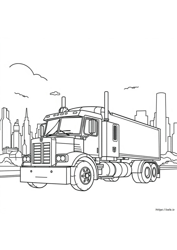 Optimus Prime In Versione Camion Da Stampare E Colorare
