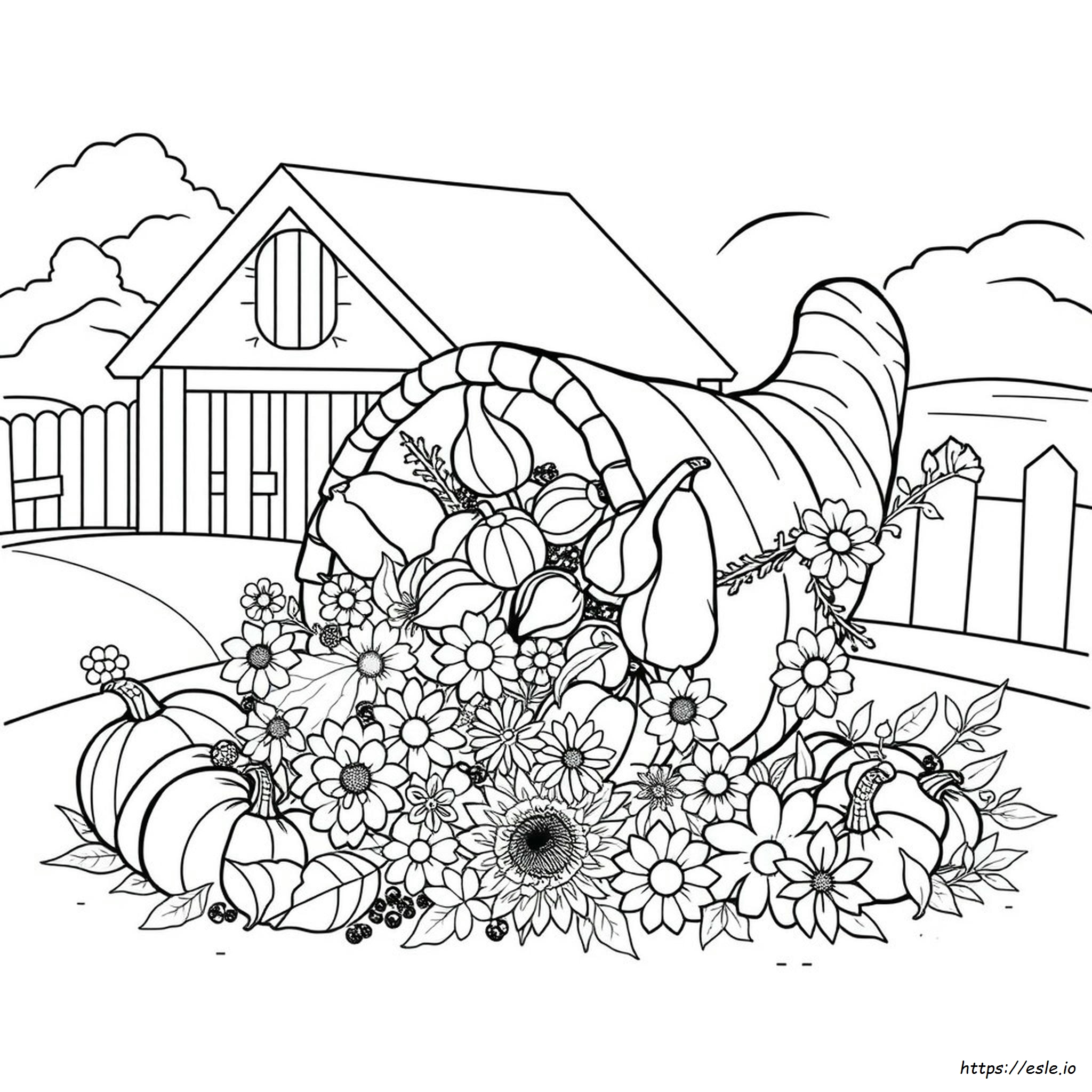 Coloring Page Of A Cornucopia - Free Printable Thanksgiving Activity