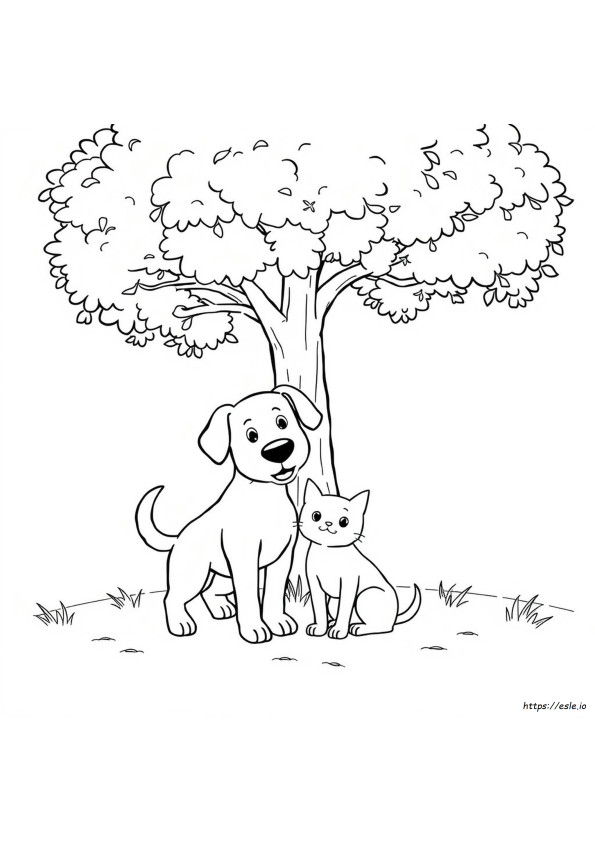 Dog And Cat For Coloring