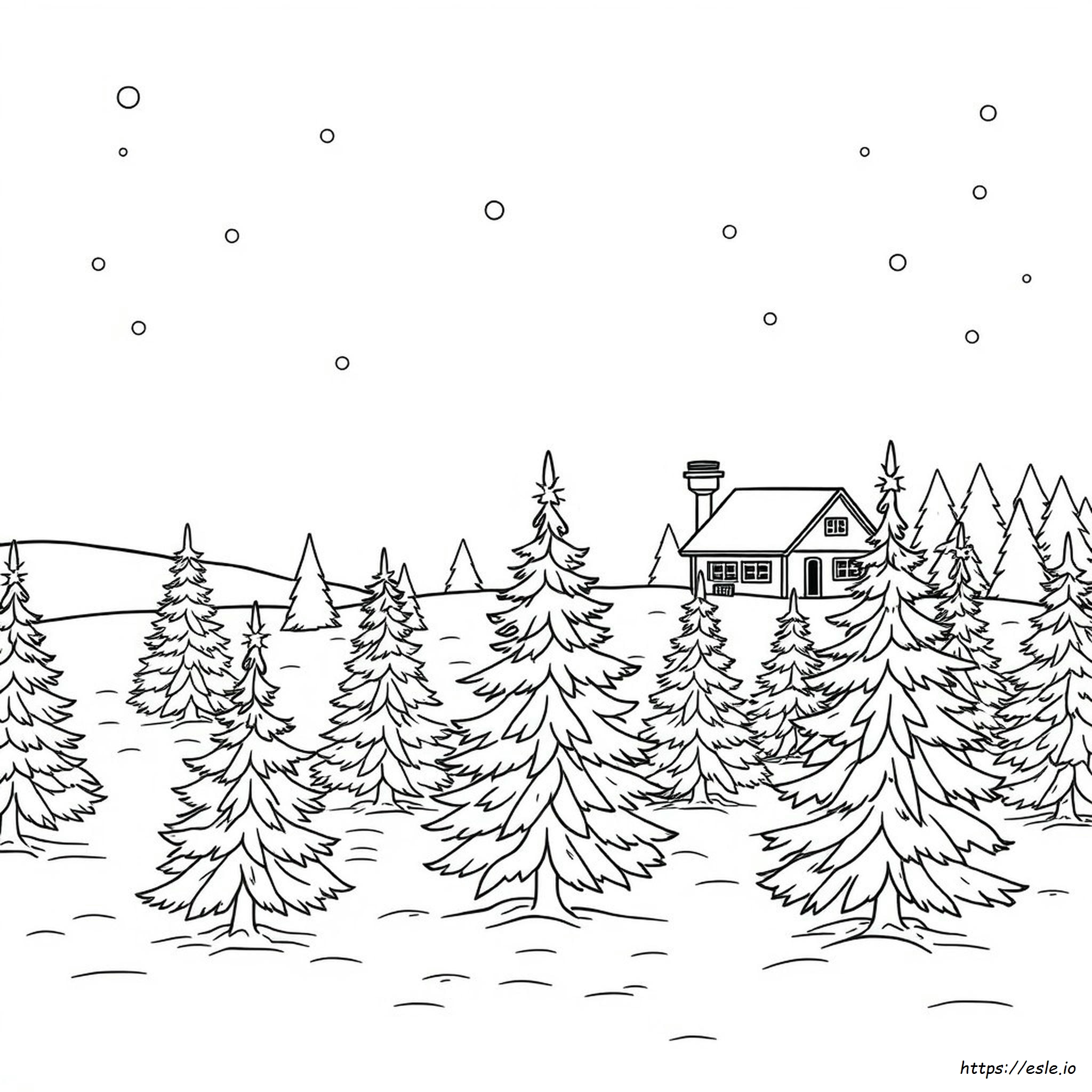 Desenho Para Colorir De Fazenda De Pinheiros De Natal