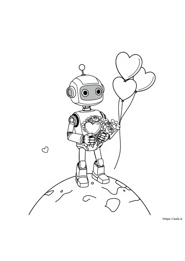 Valentine Robot Coloring Page