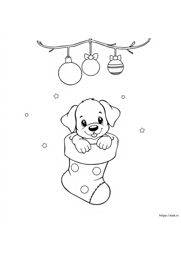 Puppy In Stocking Coloring Page